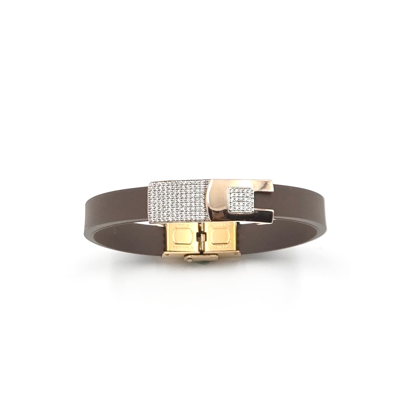 Leather Brown Belt Silver Bracelet