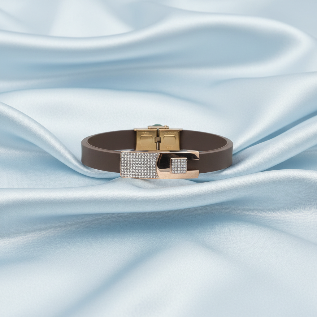 Leather Brown Belt Silver Bracelet