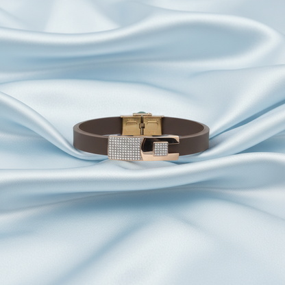 Leather Brown Belt Silver Bracelet