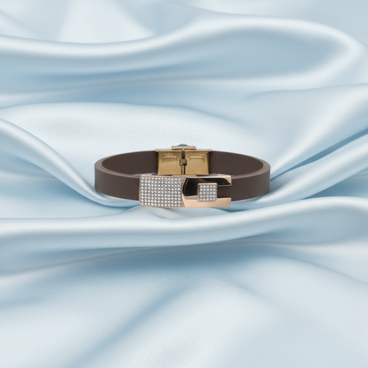 Leather Brown Belt Silver Bracelet