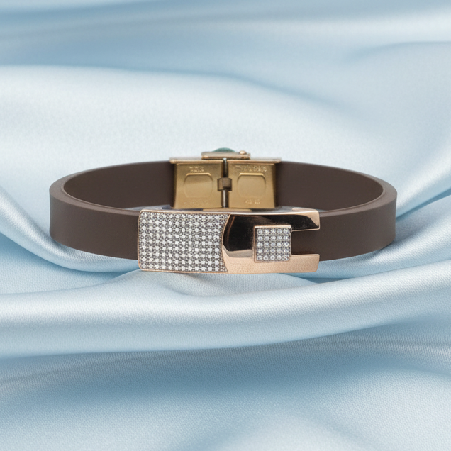Leather Brown Belt Silver Bracelet