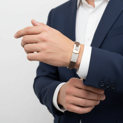 Leather Brown Belt Silver Bracelet