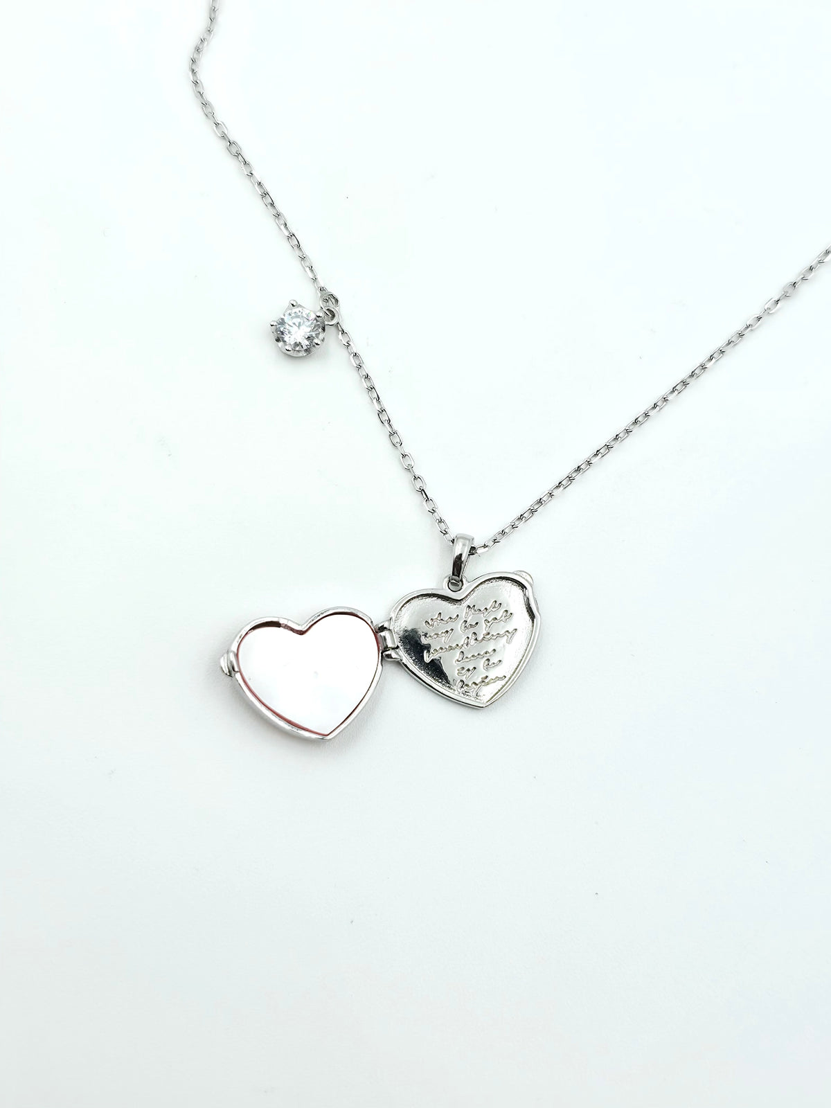 Engraved Heart Locket Pendant Set