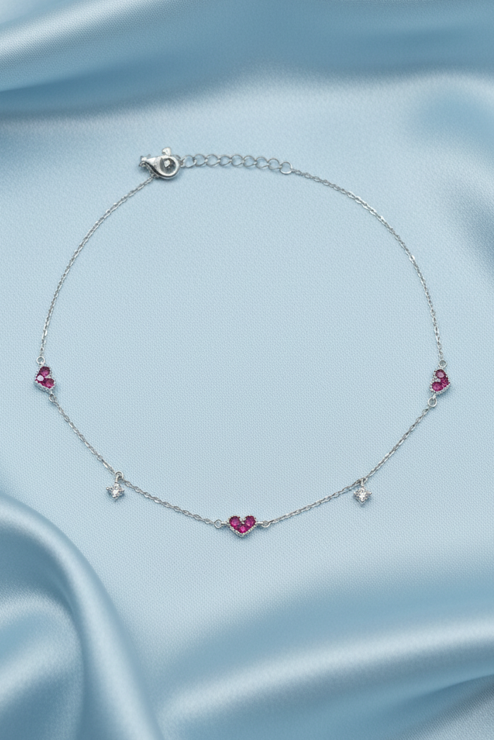Diamond Star & Heart Anklet