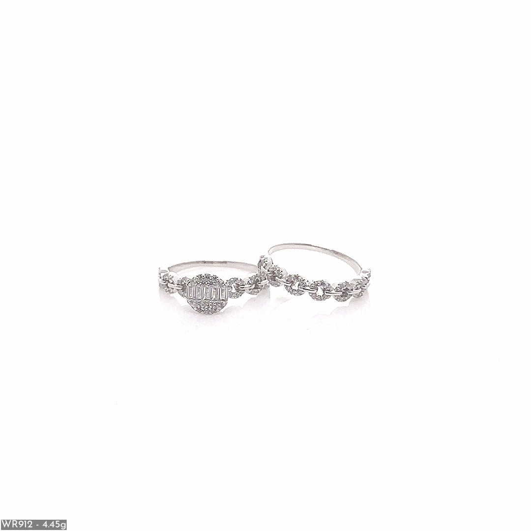 Solitaire Link Silver Ring Combo ( WR912 )