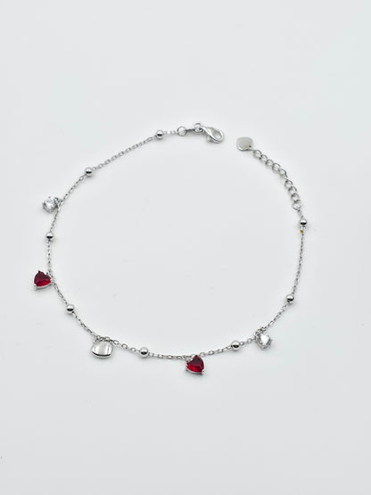 Red Heart Stone Anklet