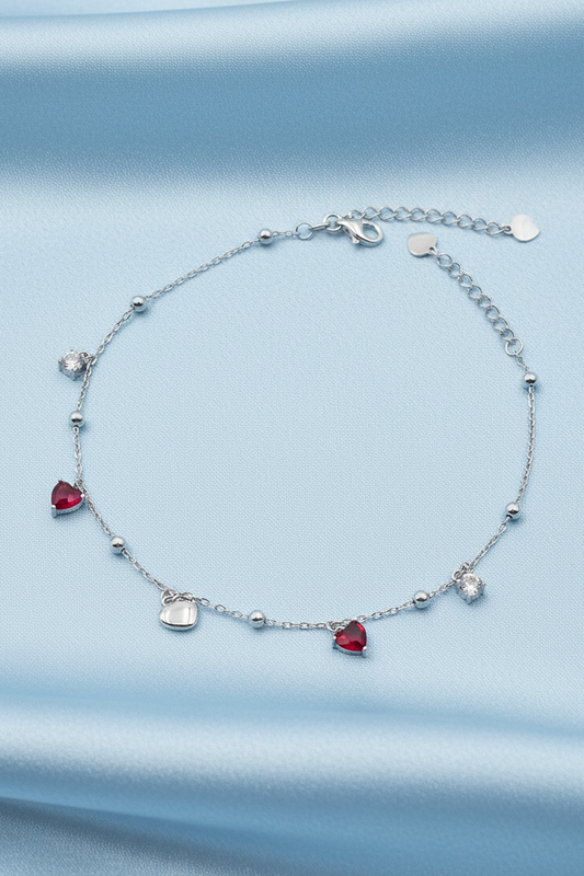 Red Heart Stone Anklet