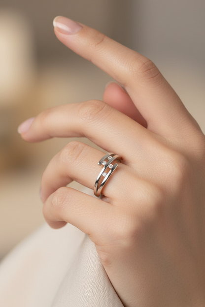 Stacked 3 Line Ring