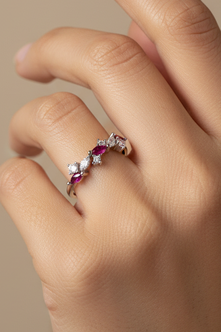 Pink Ruby Marquise Ring