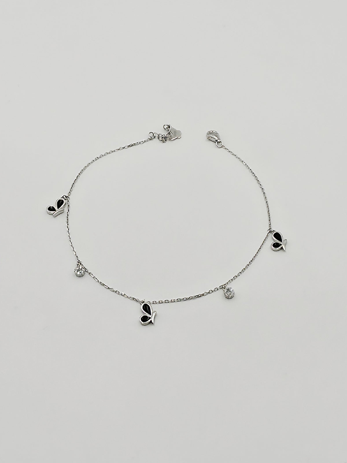 Black Butterfly Enamel Anklet