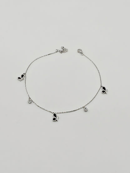 Black Butterfly Enamel Anklet