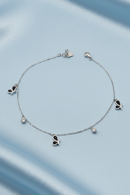Black Butterfly Enamel Anklet
