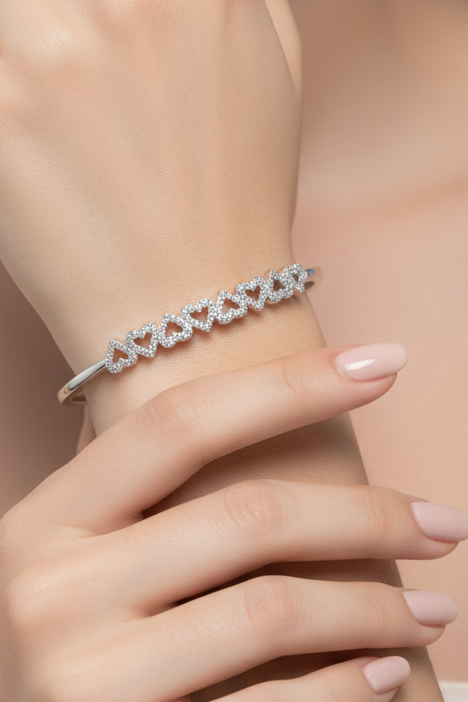 Openwork Hearts Pave Spring Bracelet