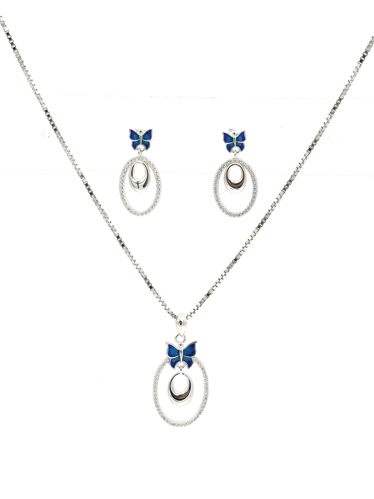 Oval Butterfly Pendant Set