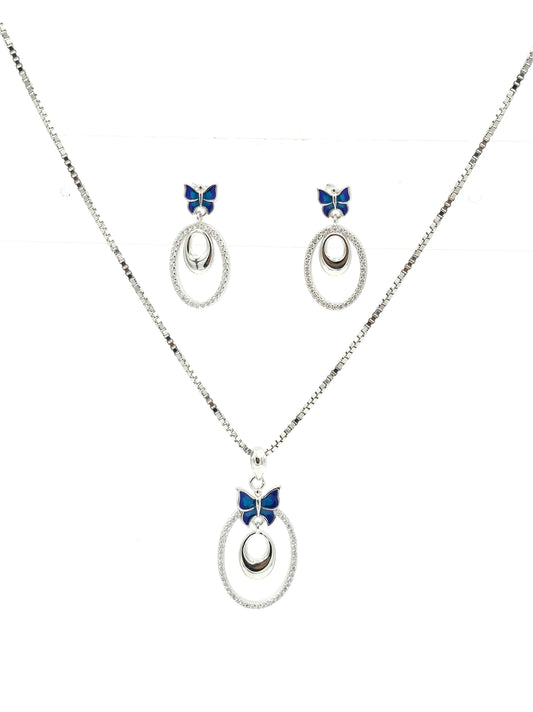 Oval Butterfly Pendant Set