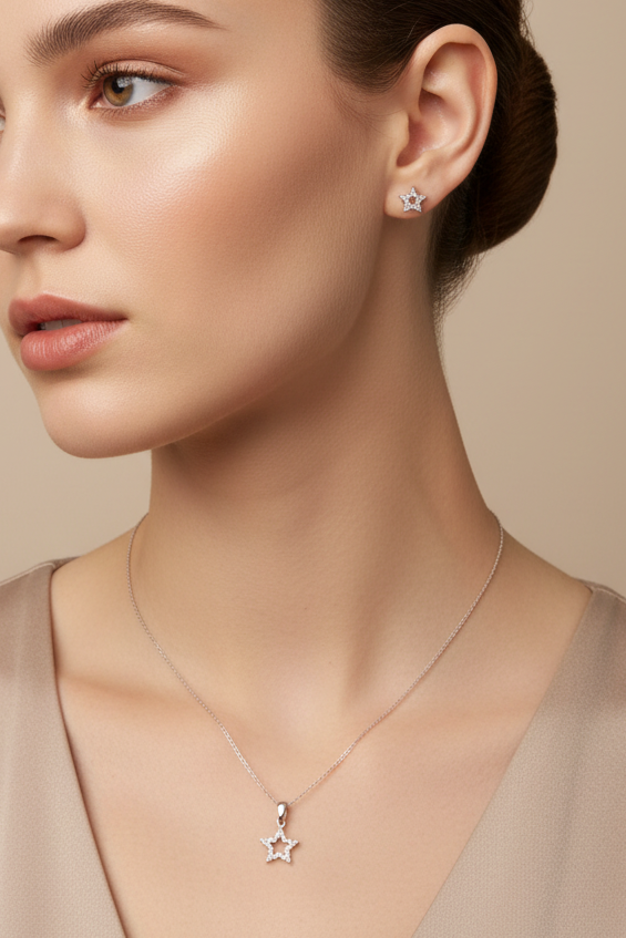 Star Pendant Earring Set