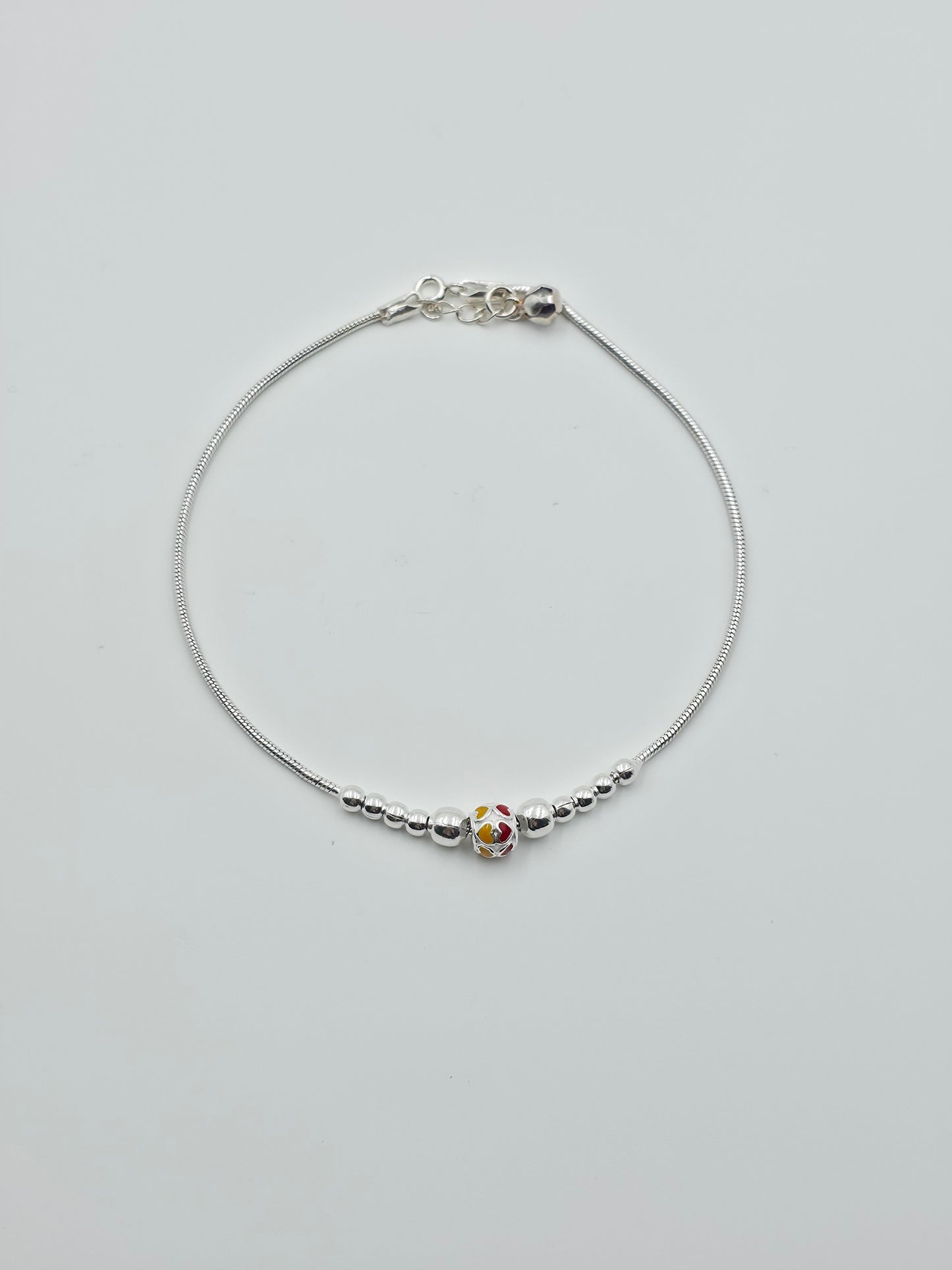 Yellow Red Beaded Anklet