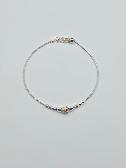 Yellow Red Beaded Anklet