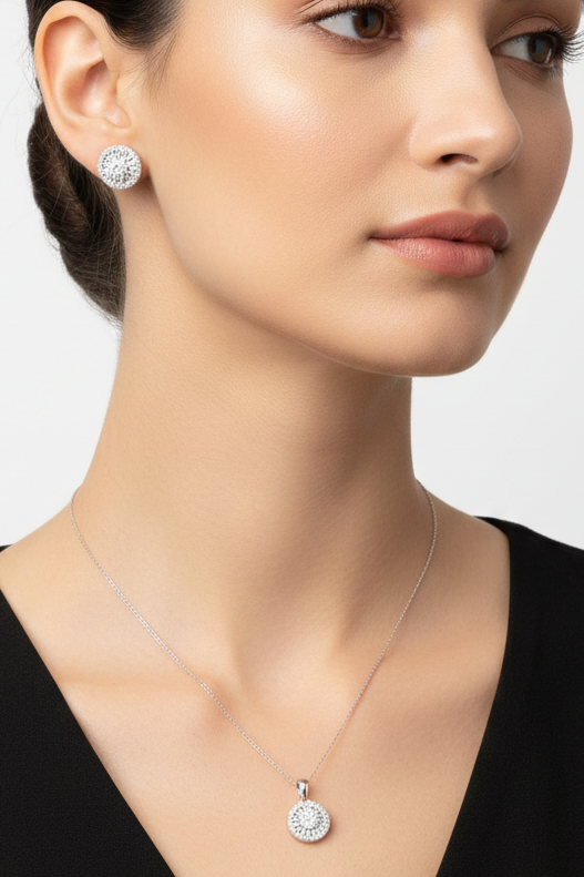 Round Pendant Earring Set