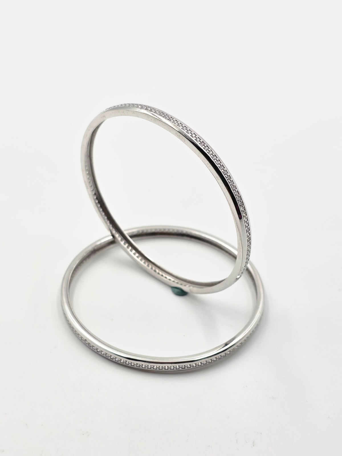 Round Diamond Silver Bangles