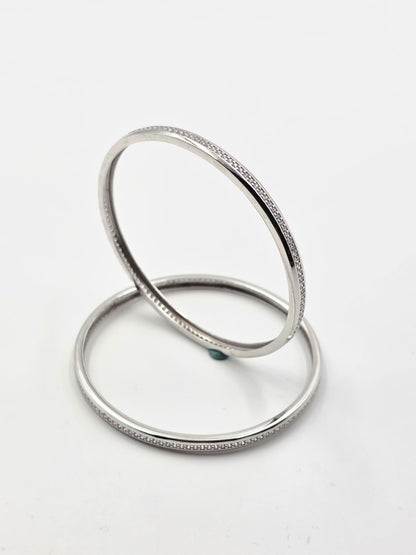Round Diamond Silver Bangles