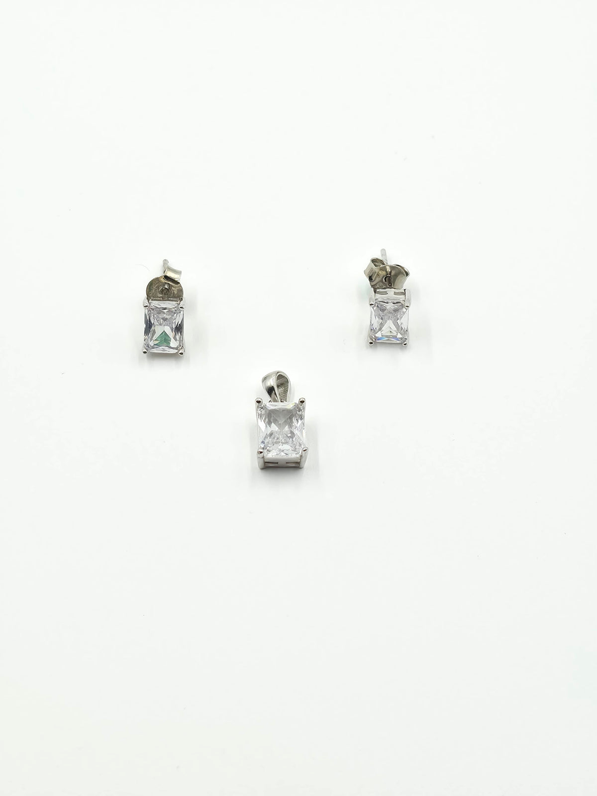Emerald Cut Solitaire Pendant Set