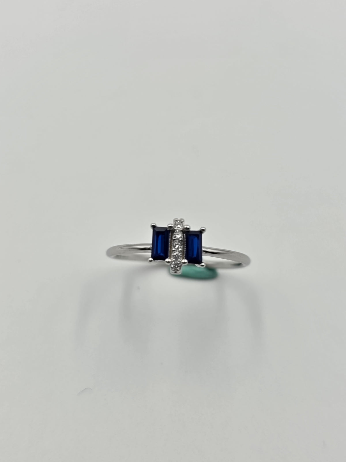 3 Stone Blue Sapphire Ring