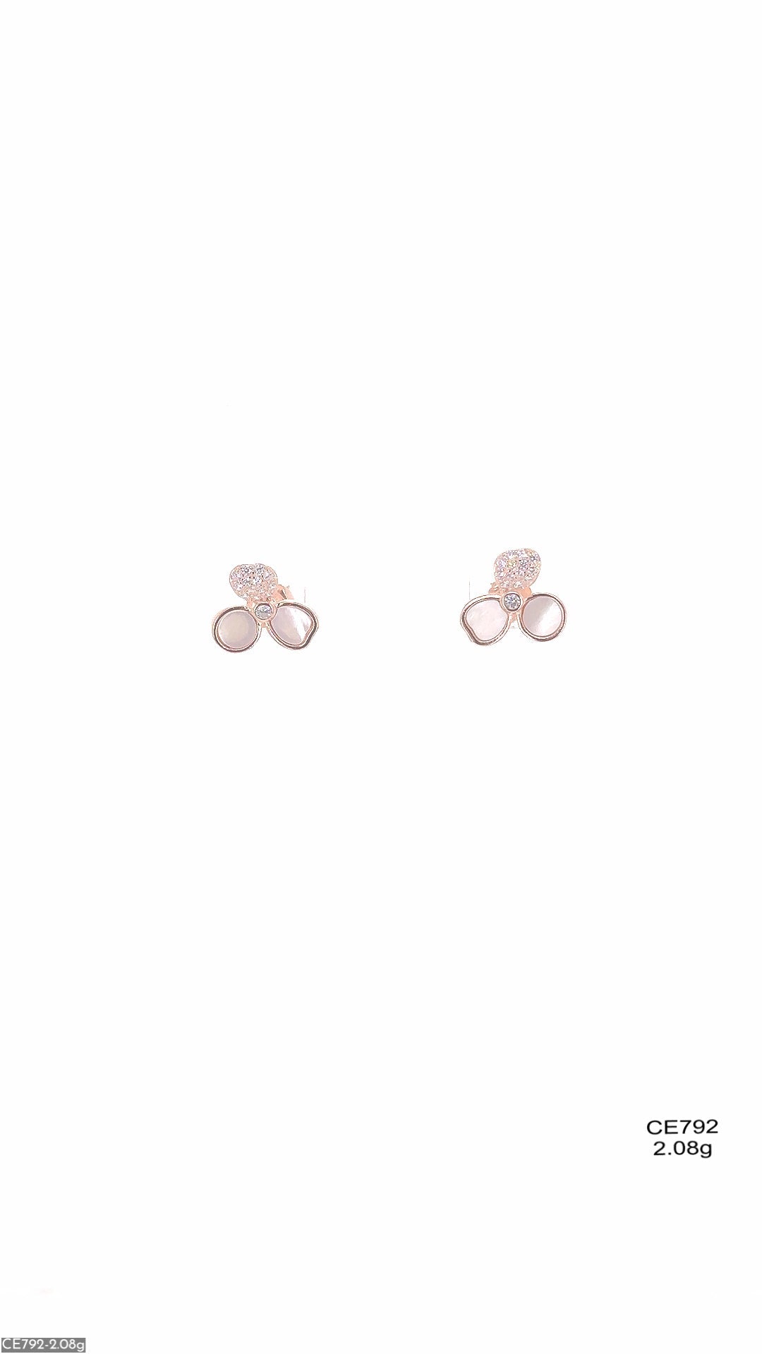 Rose Gold MOP Flower Silver Earring ( CE792 )