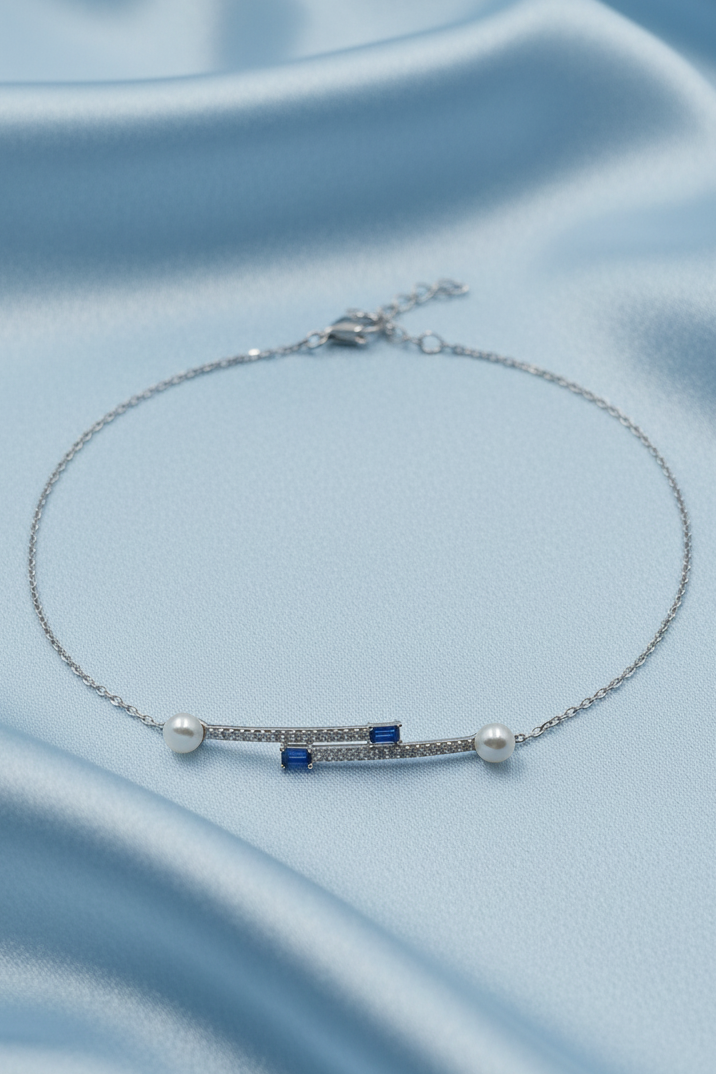 Royal Blue Pearl Drop Anklets