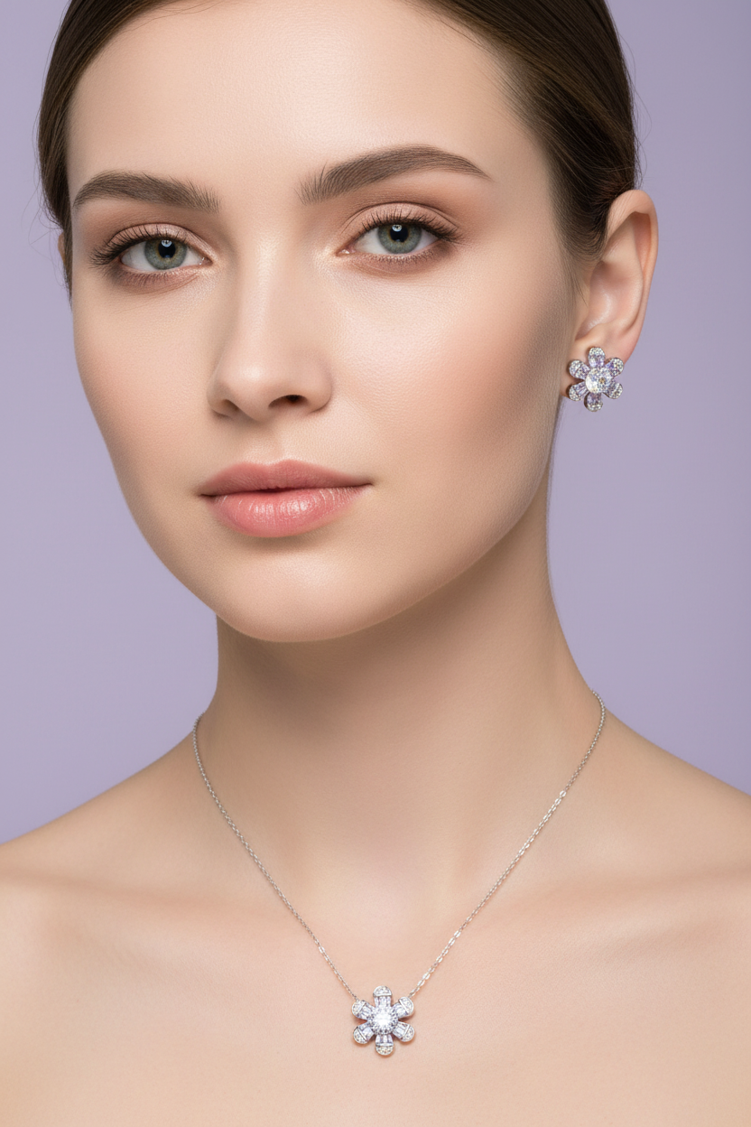 Lilac Flower Pendant Set