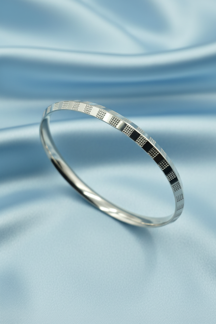 Grid Engraved Men's Kada