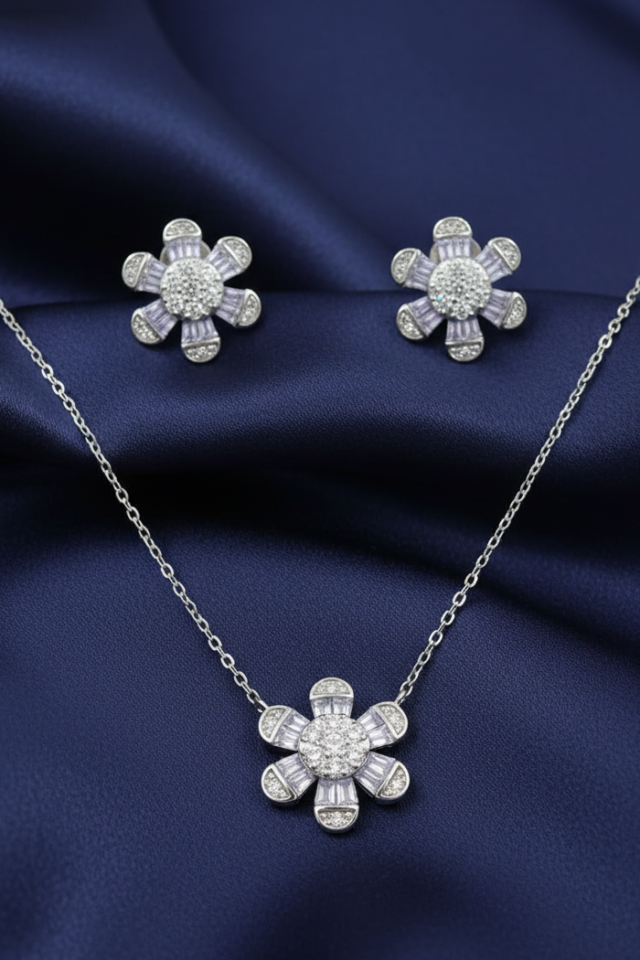 Lilac Flower Pendant Set