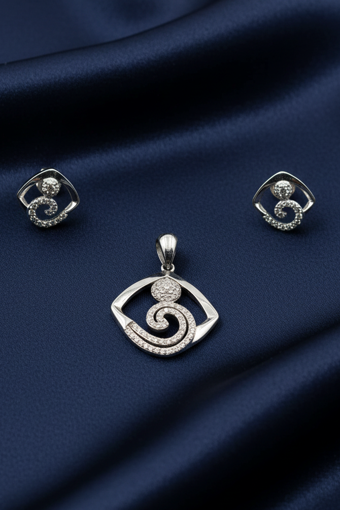 Geometric Swirl Pendant Set