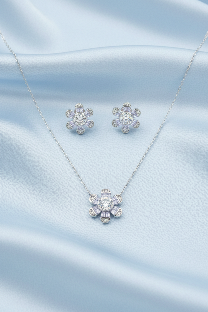 Lilac Flower Pendant Set