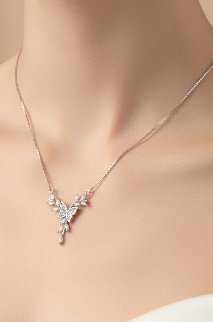 Butterfly Floral Pendant Set