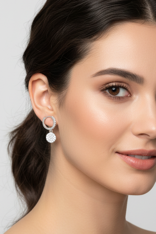 Pave Circle Huggie Earring