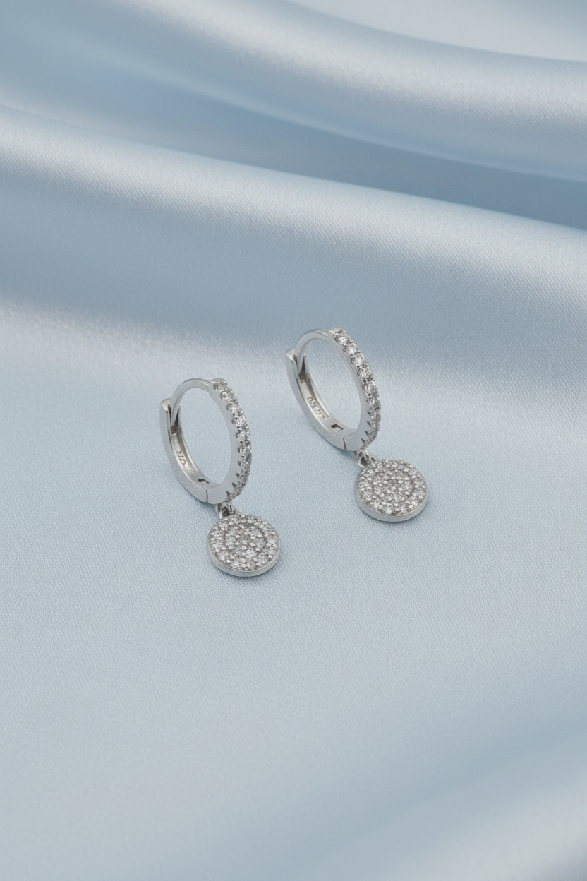 Pave Circle Huggie Earring