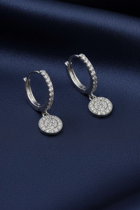 Pave Circle Huggie Earring