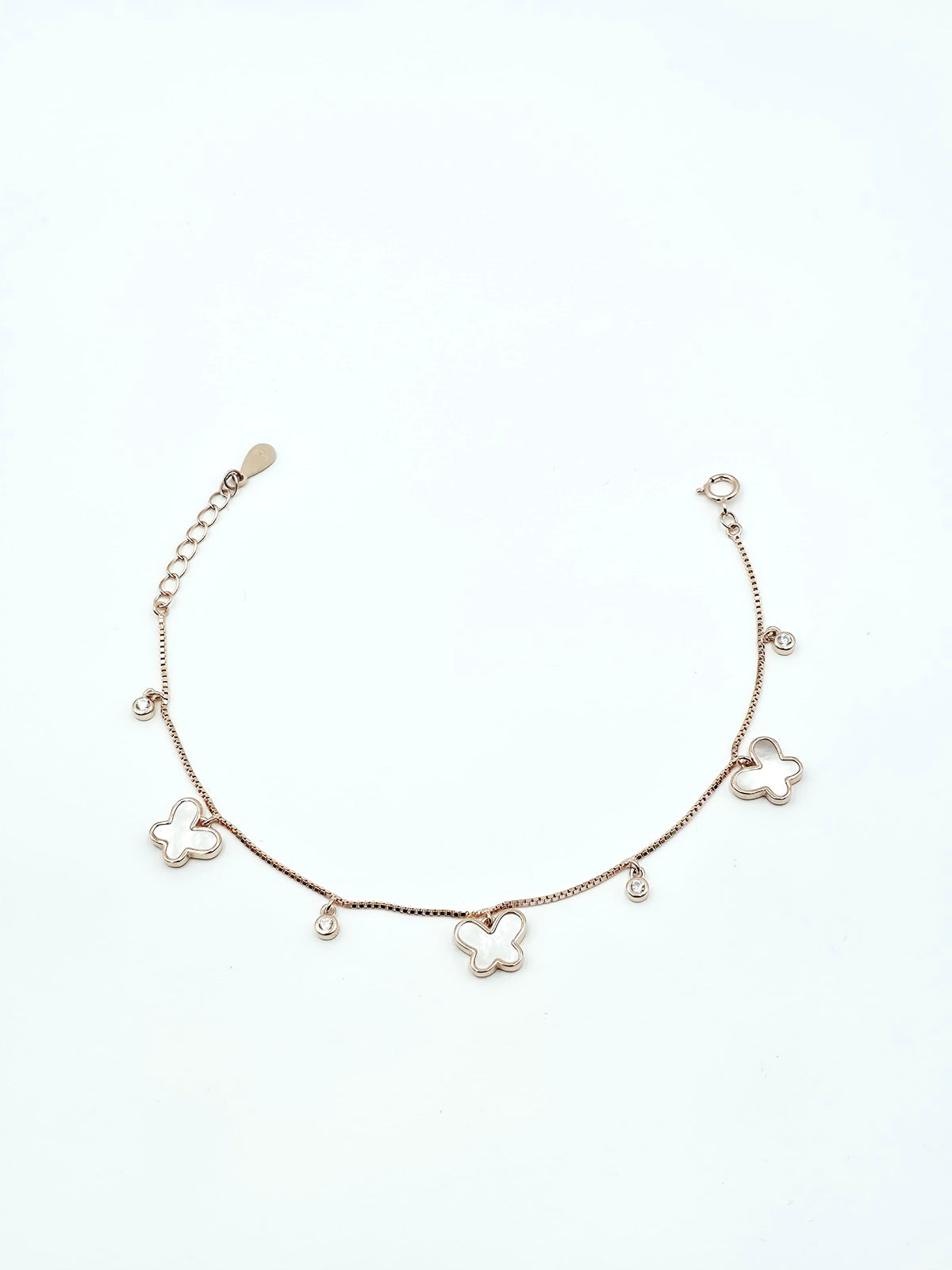 Rose Gold MOP Butterfly Charm Bracelet