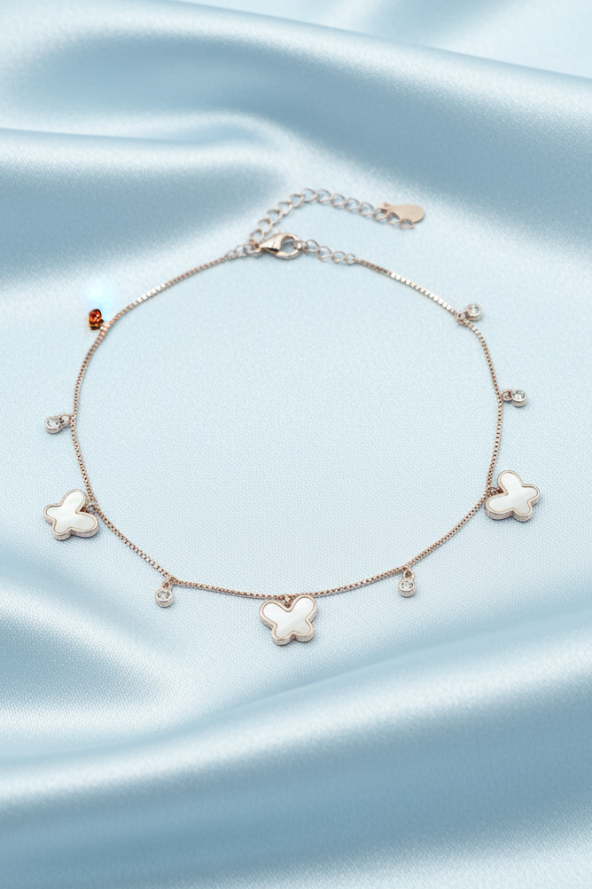 Rose Gold MOP Butterfly Charm Bracelet
