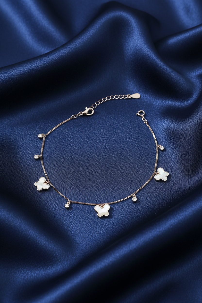 Rose Gold MOP Butterfly Charm Bracelet