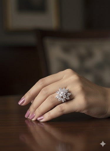 Pink Floral Cocktail Ring