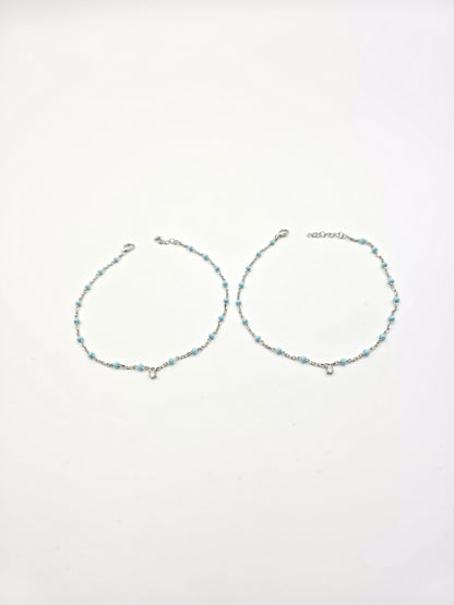 Sky Blue Enamel Anklet
