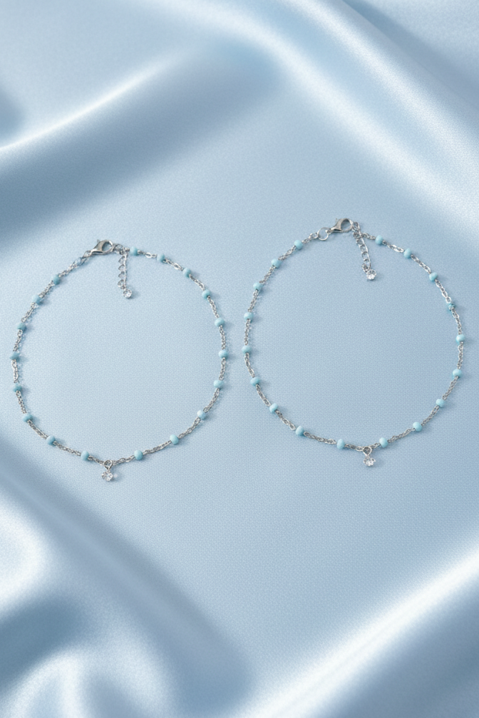 Sky Blue Enamel Anklet