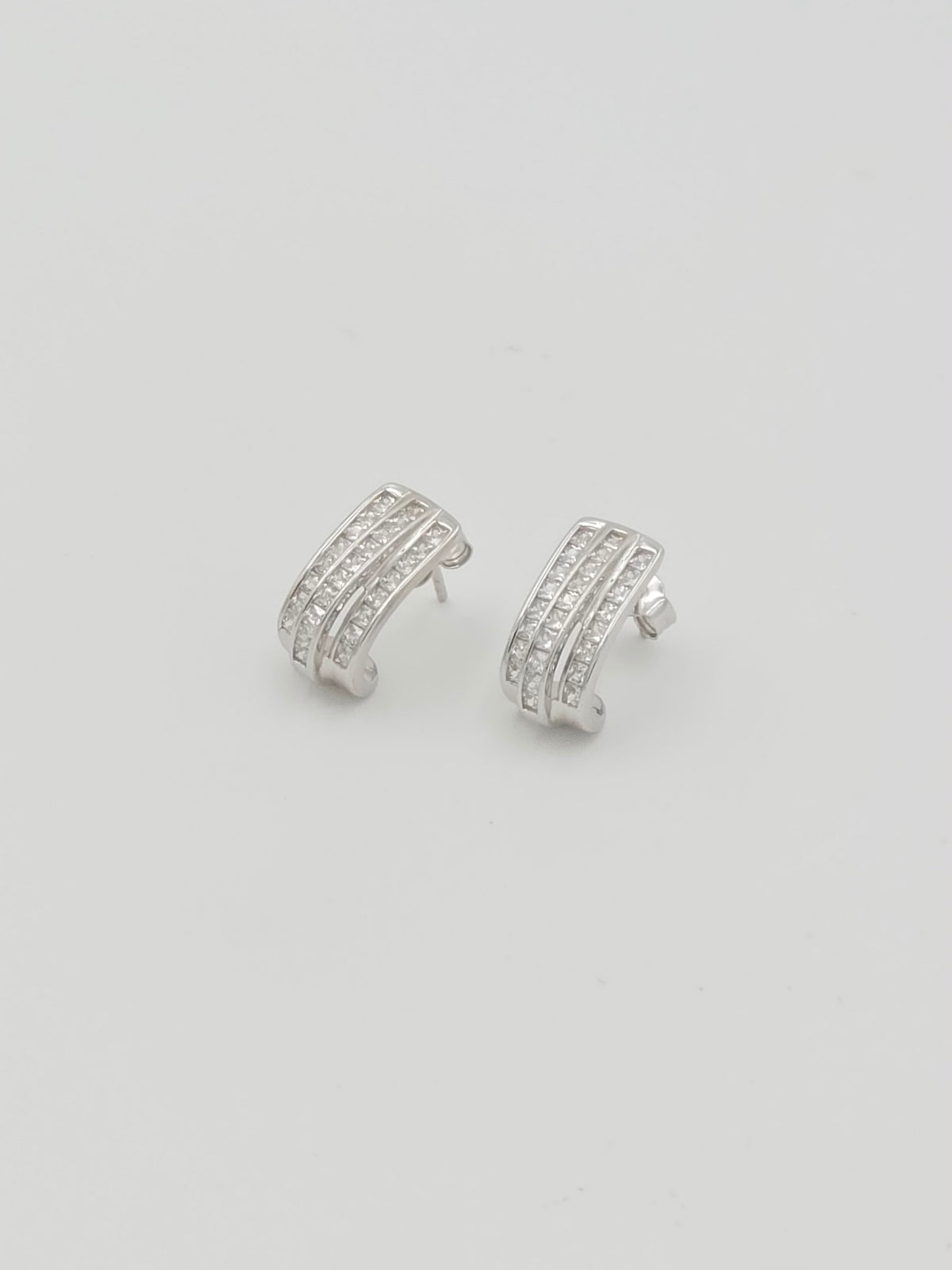 3 Row Channel-Set Half-Hoop Earring