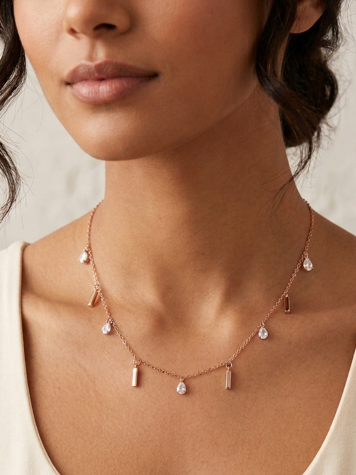 Rose Gold Geometric Bar Necklace