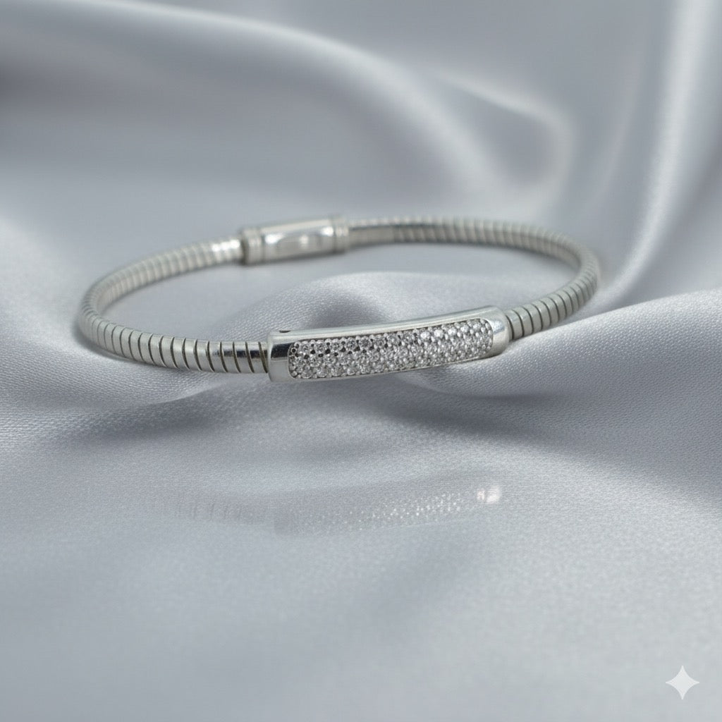 Italian Diamond Lock Bracelet ( IB128 )