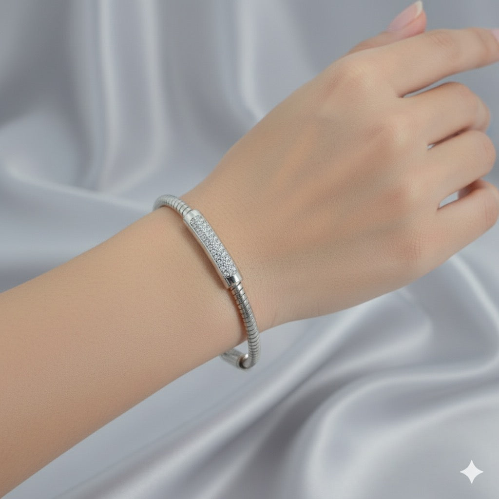 Italian Diamond Lock Bracelet ( IB128 )