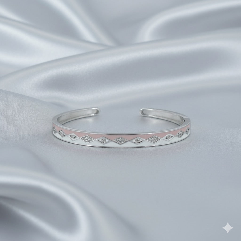 Pink & White Enamel Bracelet ( KW019 )