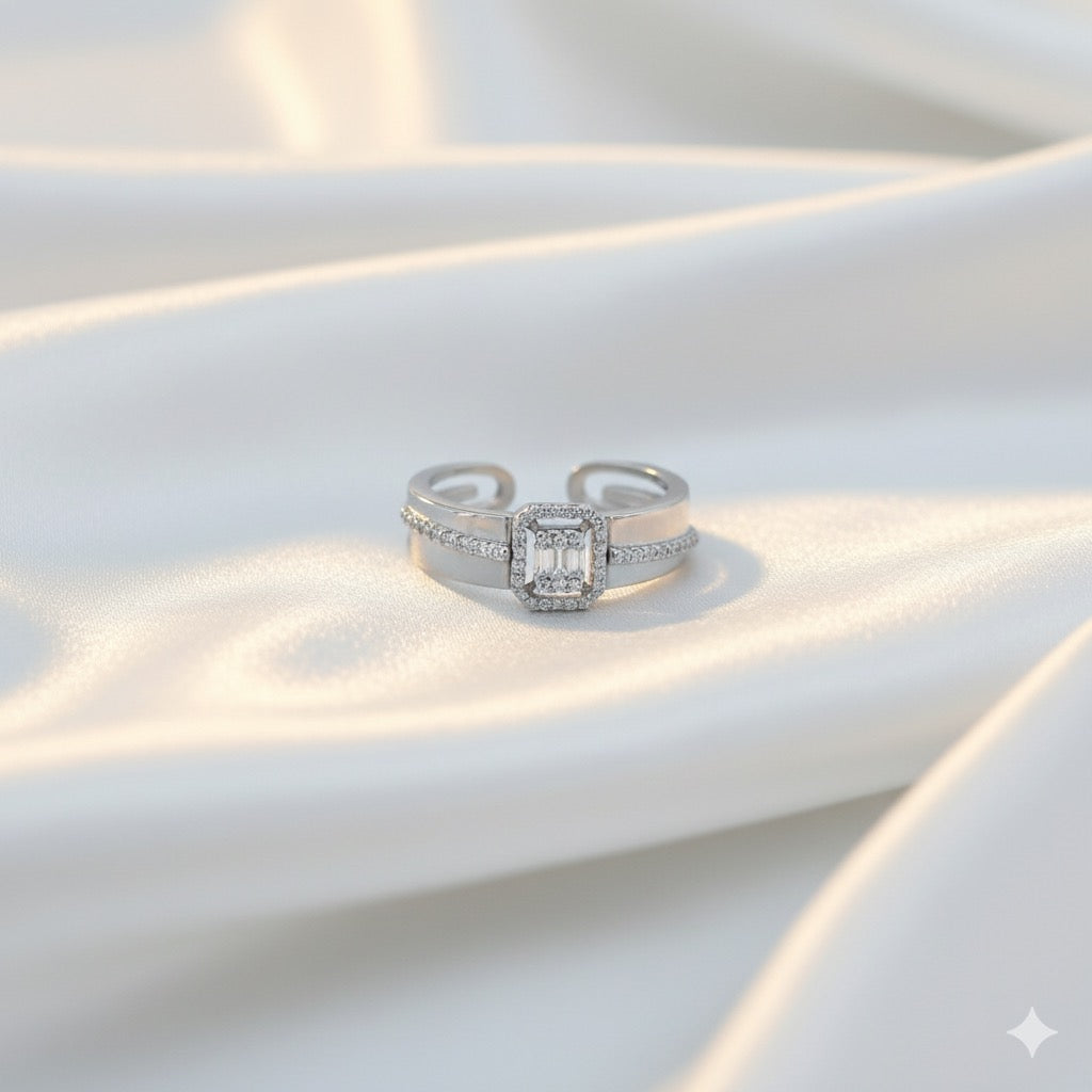 Diamond Studded Silver Ring ( WR011 )